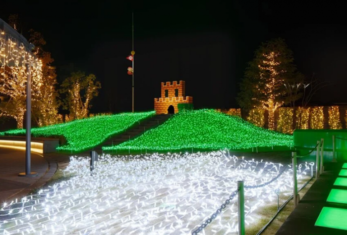 任天堂博物馆的圣诞灯饰终于亮起来了